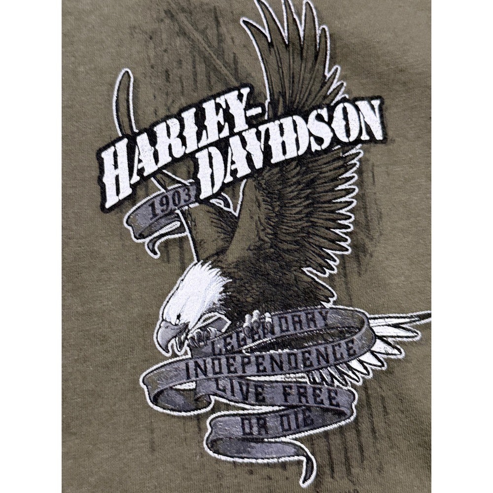 Harley Davidson T-Shirt Mens Size Large Green Short Sleeve Eagle Graphic Tee - Picture 6 of 12